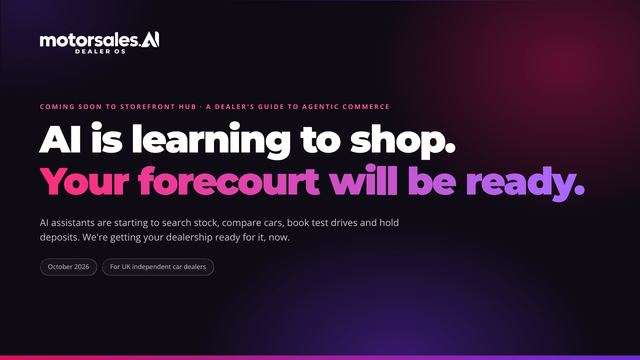 Cover of AI is learning to shop, a dealer’s guide to agentic commerce from Storefront Hub, October 2026